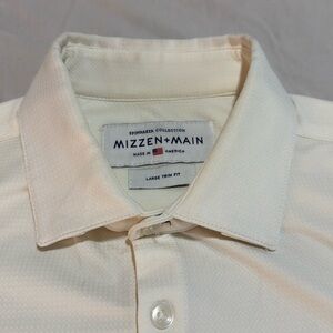 Mizzen+Main Spinnaker Collection Off-White Cream Men's Dress Shirt L